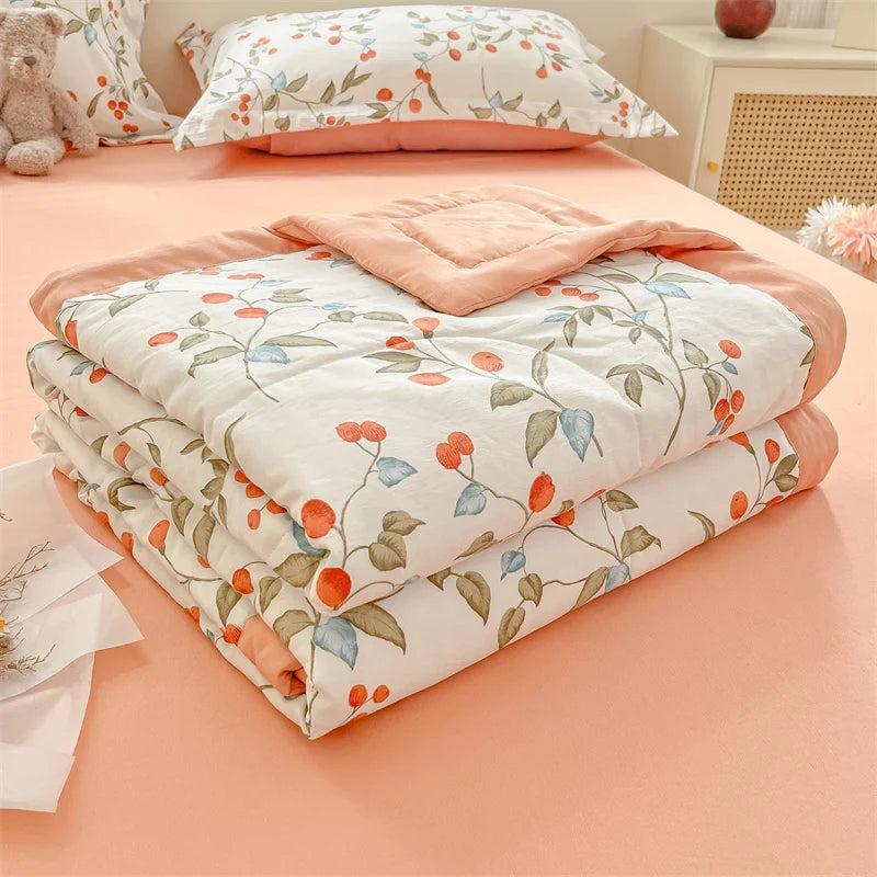 Printed Thin Duvet Skin-friendly Comforter 100x150cm for Kids Quilt Soft Bedspread Summer Blanket edredones (No Pillowcase)