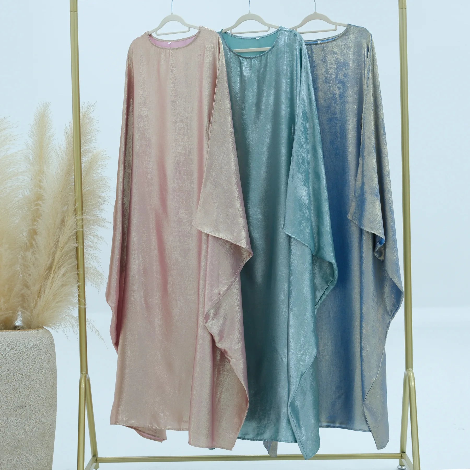 New Ramadan Batwing Sleeve Satin Abaya Dubai Luxury Islam Muslim Kaftan Dress Kebaya Abayas Women Robe Musulmane Femme Vestidos.