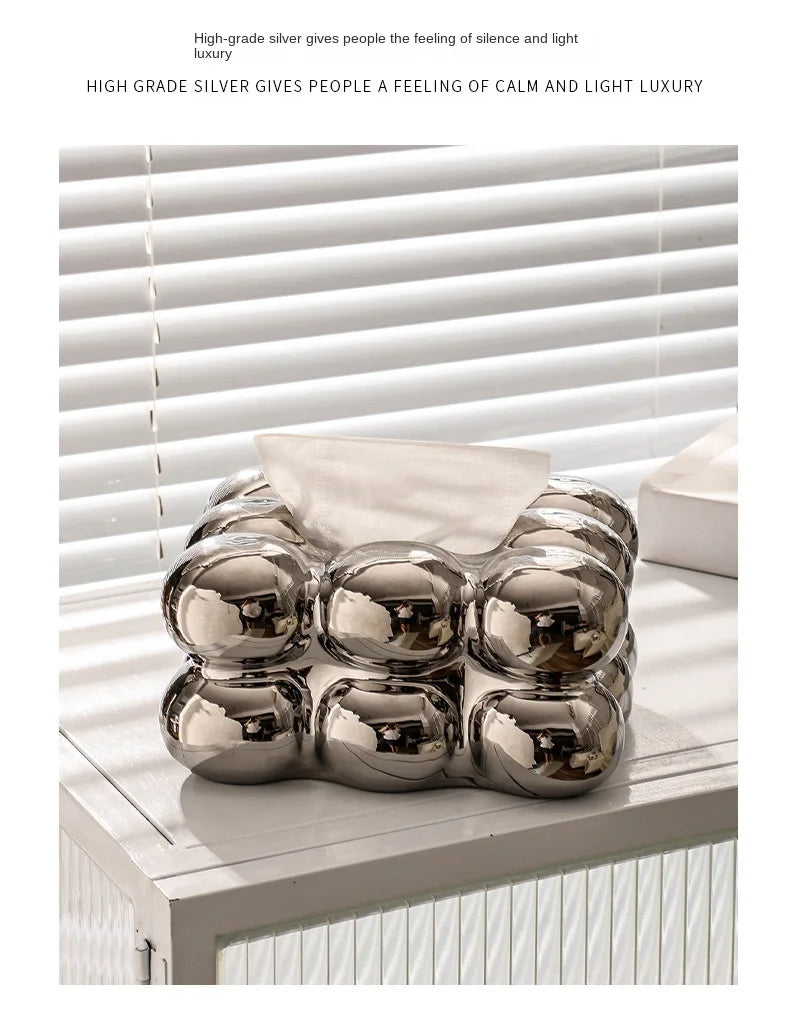 Cotton Candy Drawer Tissue Box Ceramic Light Luxury Home Living Room Creative Table Tissue Box Modern Ceramics Tissue Case.