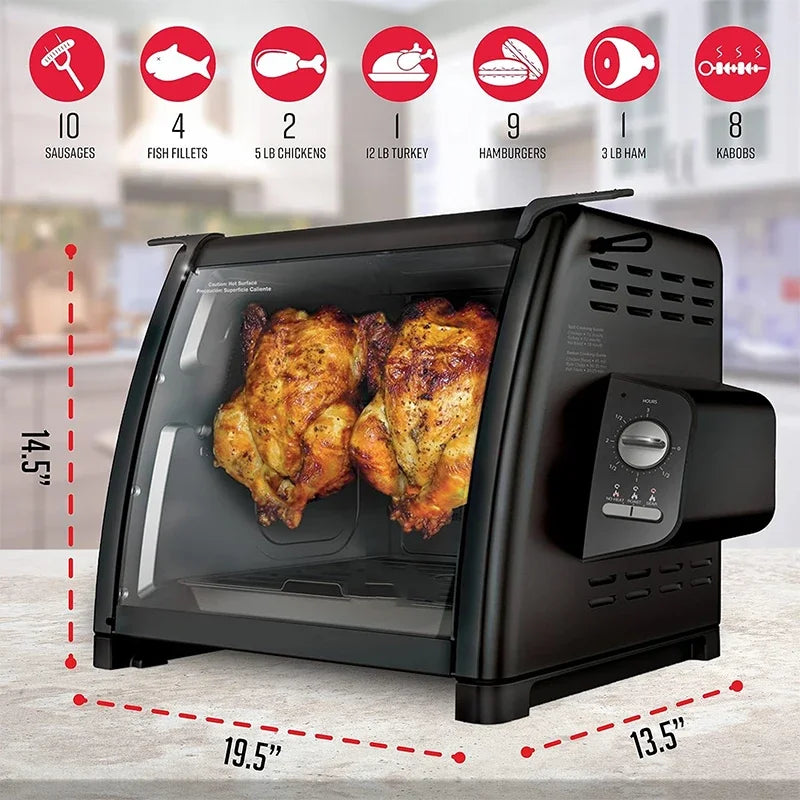 Electric oven 1000W Large capacity chicken oven 25-250℃ household oven knob temperature control.