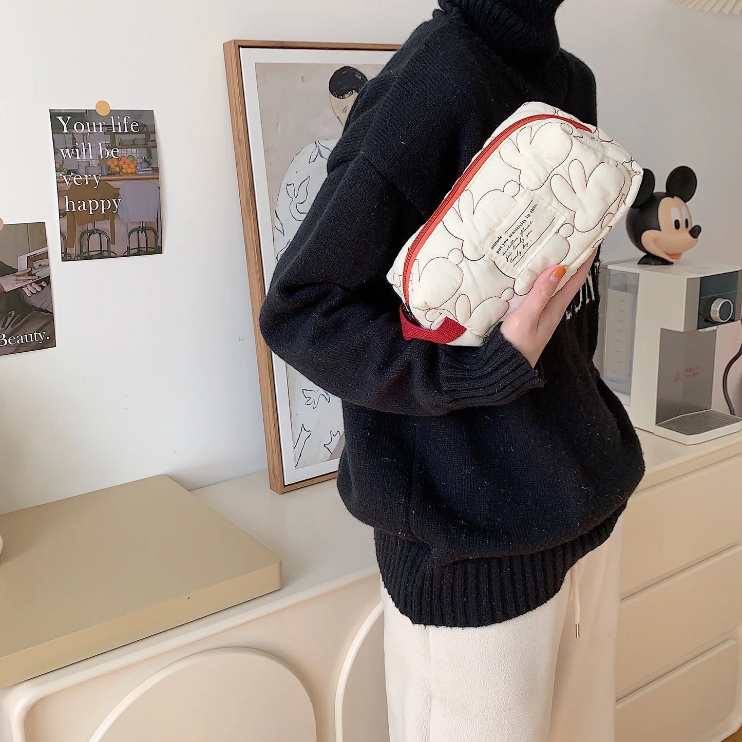 2025 Cute Rabbit Travel Cosmetic Lipstick Purse Storage Bag Kawaii Women Makeup Handbags Organizer Wallet Pouch Pencil Case Bags