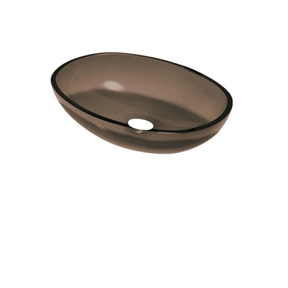 Farbiges, transparentes Badezimmerwaschbecken aus gehärtetem Glas, Hotel, modernes Aufsatzwaschbecken, Waschbecken mit Wasserfall-Wasserhahn, 49 x 35 x 13 cm