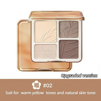 Judydoll Highlighter Contour Bronzer Palette Nude Makeup Natural Facial 3D Nose Shadow Long-Lasting Waterproof Cosmetics Makeup