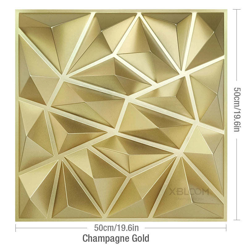 50pcs 50x50cm car Metal plating color 3D Wall Panel Rose Flower electroplate 3D Wall Stickers Wedding party background wall art