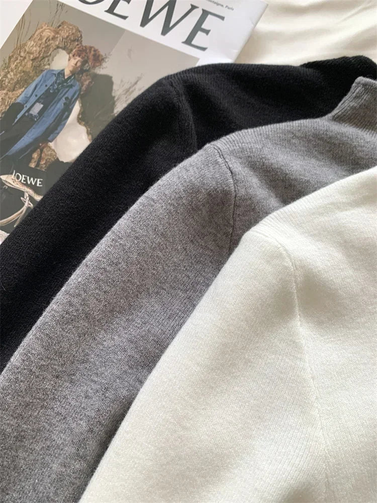 2025 Women Turtleneck Knitted Pullovers Solid Sweater Harajuku Korean Soft Warm Knitwear Autumn Winter Fashion Slim Jumpers Tops