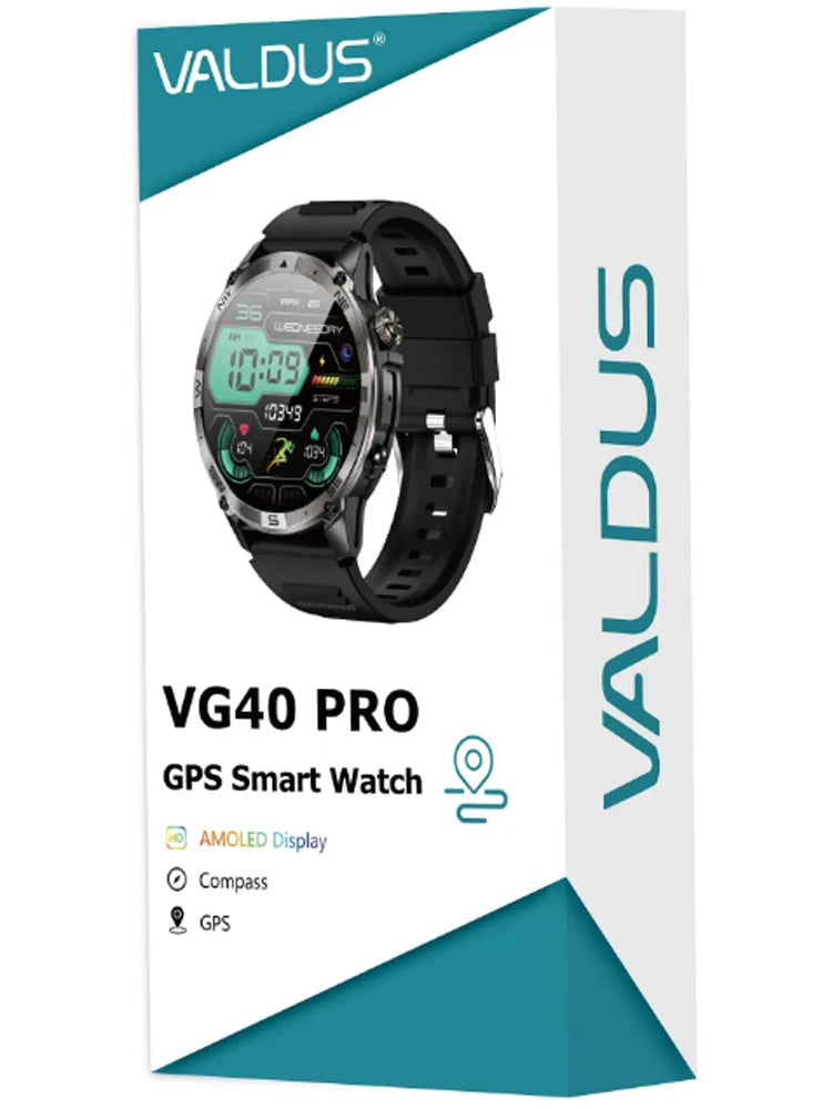 VALDUS VG40 PRO Smartwatch Man Woman AMOLED GPS  Bluetooth Call Heart Rate Voice Assistant Long battery life Sports Smart Watch.