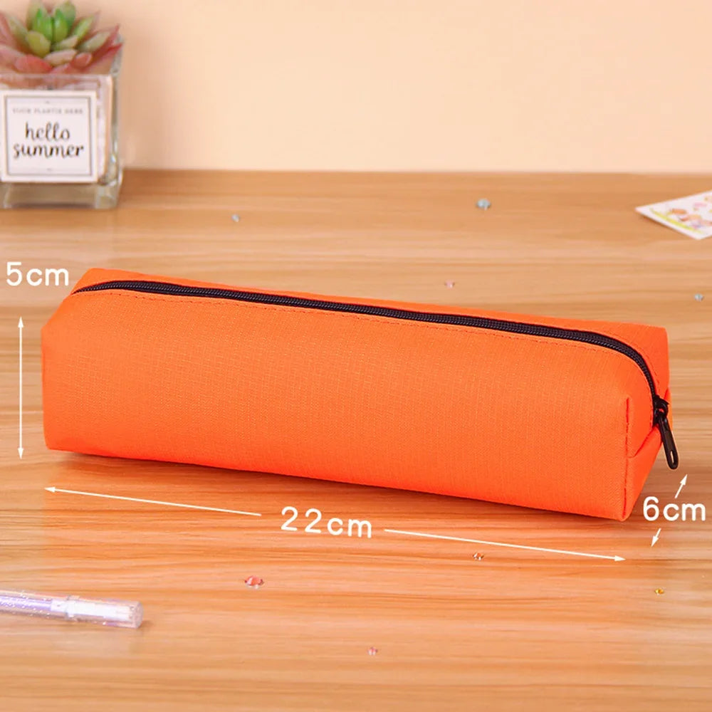 Solid Color Pencil Case Simple Pencil Bags For Student New Stationery School Supplies Kids Gift Zipper Big Cosmetic Bag.