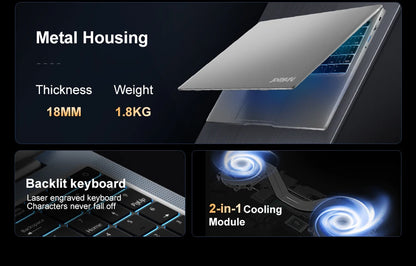 Laptop 16-inch 13th Gen Intel i7-13620H 32GB DDR4+1TB SSD 2.5K IPS 120Hz Face Unlock Notebook WiFi6 Gaming Computer.