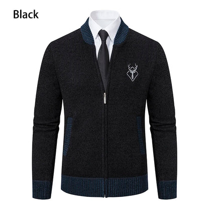 Sweater Cardigan Knitted Men's Clothing Korean Style Long Sleeve Fleece Warm Overcoat Baseball Jumper New Wool Sweatercoat.