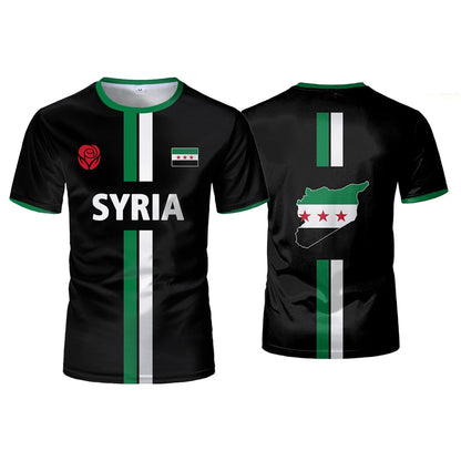 New Syria Football Jersey Men's Sports T-shirts Syrian Flag Street Oversized Tops Unisex Casual Graphic T-shirts Mens Gifts.