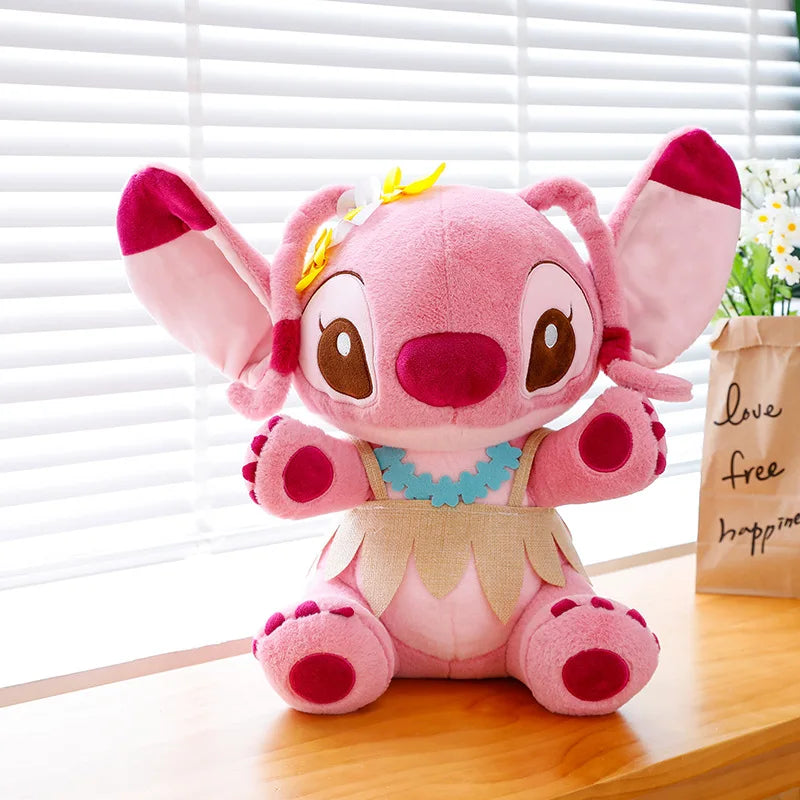 20-40cm Anime Cartoon Pink Angel Series Lilo & Stitch Doll Cute Hug Duck Stitch Plush Toy Soft Stuffed Kawaii Kid Birthday Gift