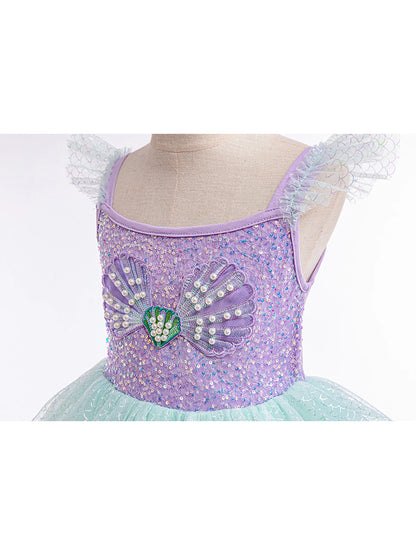 Mädchen elegante Regenbogen Prinzessin Kleid mit Bowknot Flatter Trim Mesh Kleid Tutu Kleid für Party, Performance Tutu Kleid