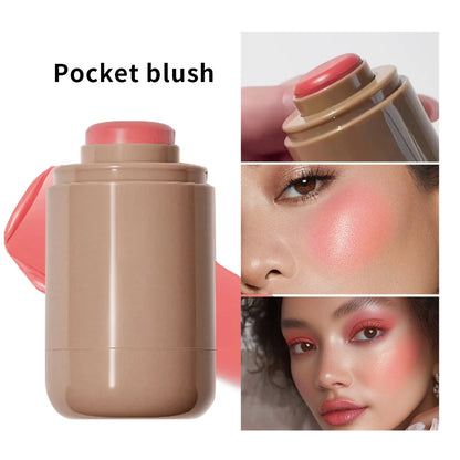 Magic Blush Stick 3-in-1 Cheek Lip Tinted Moistured Blush Stick Silky Brighten Blush Cream Blusher Cosmetics Tubes Matte Contour.