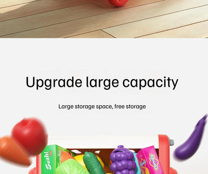 Shopping cart toy baby small trolley children play house fruit cut music kitchen supermarket men and girls Early Education toys.