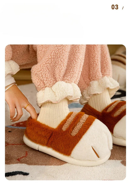 Winter Warm Slipper Women Home Fuzzy Cat Paw Claw Fur Plush Indoor Lazy Female Thermal Furry House Shoe Funny Flat flip flop.
