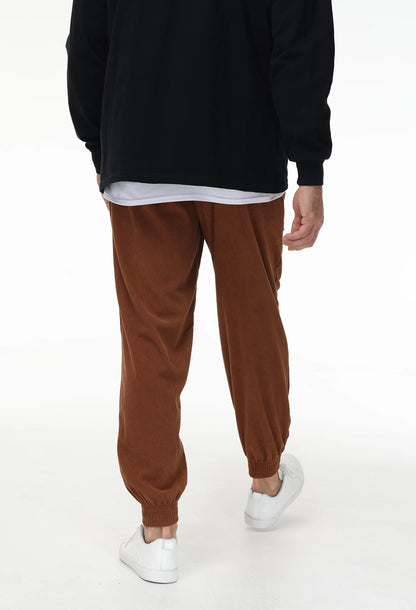Mens Corduroy Sweatpants Elastic Waist Drawstring Tapered Pants With 4 Pockets for Jogging Running Outdoor Warm Sports.