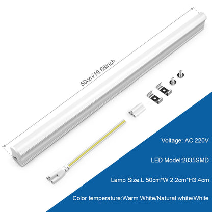 15W T5 LED Tube Light 110V 220V 50CM High Quality Integrated Wall Lamp for Home Kitchen Cabinet Warehouse Garage,No/EU/US Plug.