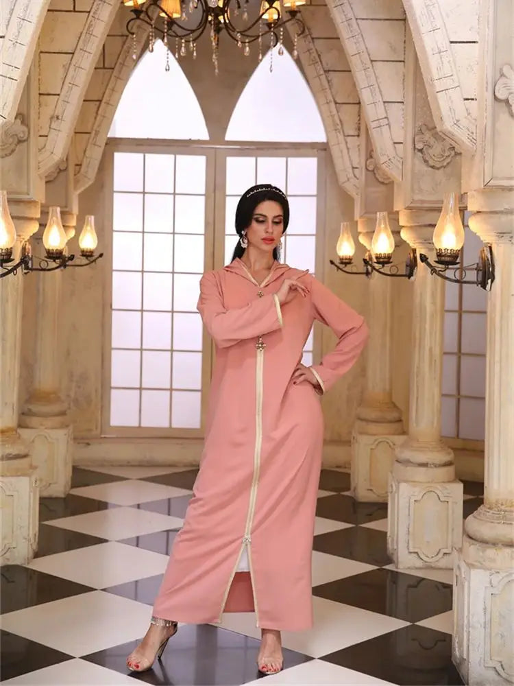 Ramadan Pink Abaya Damen Dubai Arabic Islam Prayer Clothes Muslim African Dresses For Women Kebaya Kaftan Robe Musulmane Femme.