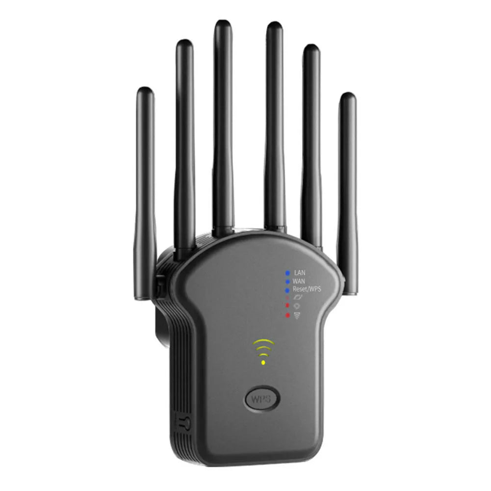 1200Mbps 5GHz Wireless WiFi Repeater WiFi Signal Booster Dual-Band 2.4G 5G WiFi Extender 6 Antenna Network Amplifier WPS Router.