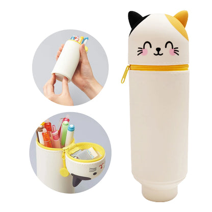 Niedliches Tier-Federmäppchen, 2-in-1-Federmäppchen mit Reißverschluss-Stifthalter, weiches Silikon-Federmäppchen, geeignet für das Schulbüro.