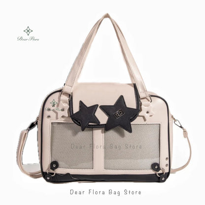 Y2K Trendy Star Ita Bag Lolita Girl Transparent Pocket Fashion Crossbody Bag Women's DIY Display Shoulder Bag Cute Purse Handbag