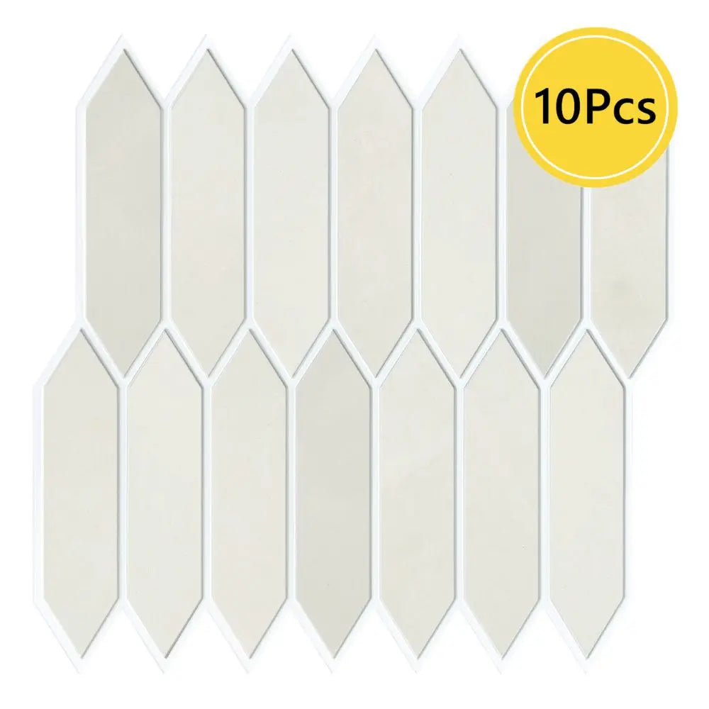 10 Pcs 3D Wall Panels, Peel and Stick Backsplash Tiles, Long Hexagon 3D Decorative Tiles for Interior Decor 30 X 30cm