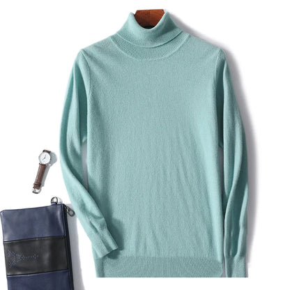 Men's Turtleneck 100% Pure Wool Sweater Men 2024 Autumn and Winter Large Size Loose Knitted Sweater Keep Warm Tops Men Jumper.