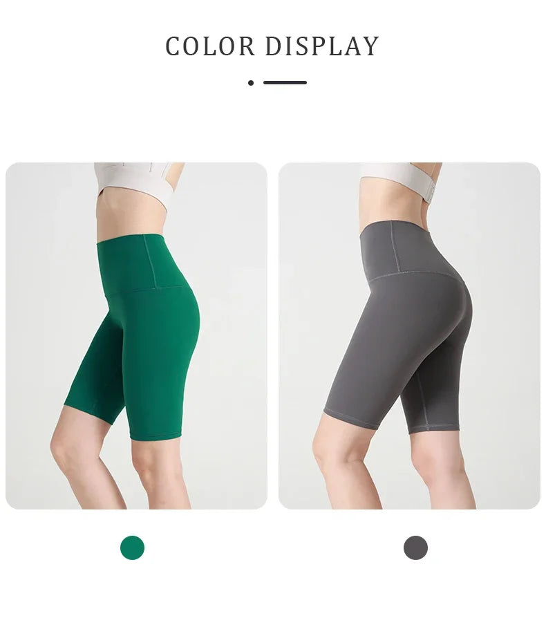 2024 High-Waisted Buttock Lifting Yoga Shorts Summer Seamless Yoga Legging Shorts Outer Wear Tight Cycling Athletic Gym Shorts.