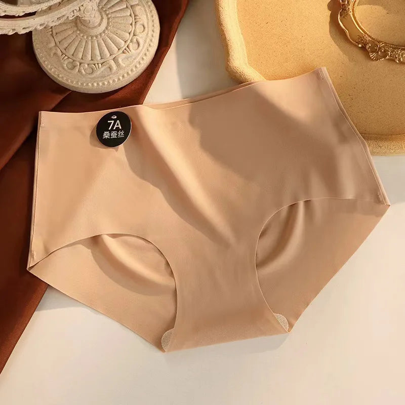 6pcs Seamless Mulberry Silk Panties Women's Ultra-thin Underwear Sexy High-elastic Soft Breathable Female Daily Panties.