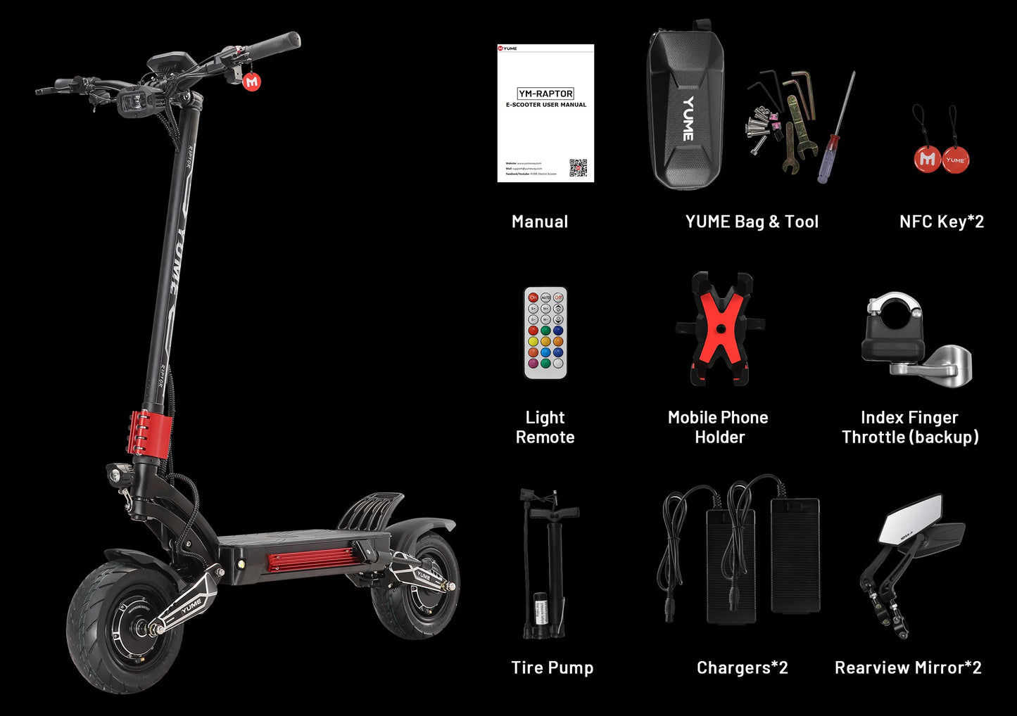 EU YUME Raptor Electric Scooter 6000W 60V-30AH  Dual Motor Adult Foldable E-Scooter.