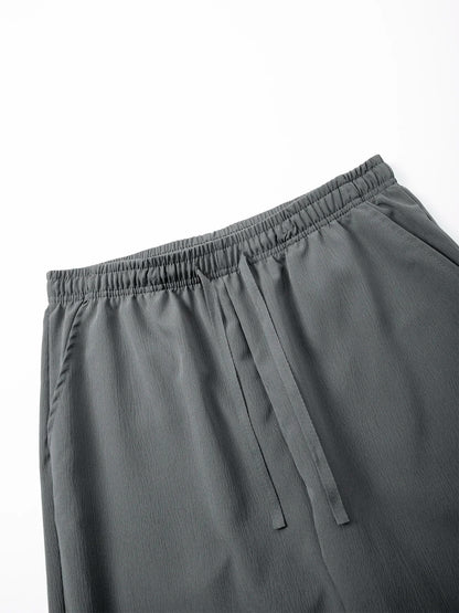 Summer Men's Straight Trousers Casual Solid Color Breathable Drawstring Long Pants Sweatpants Streetwear Men Baggy Pants.