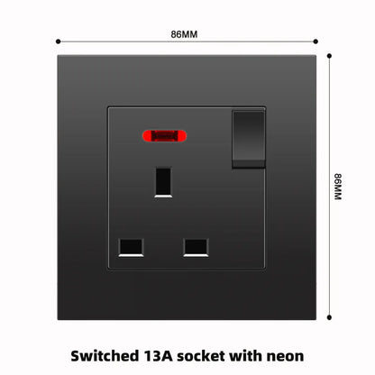Schwarze UK 13A Wandsteckdose mit USB Typ C 18W Schnelllade-Steckdose, Wandsteckdose mit USB-Ladegerät, Schalter mit Steckdose