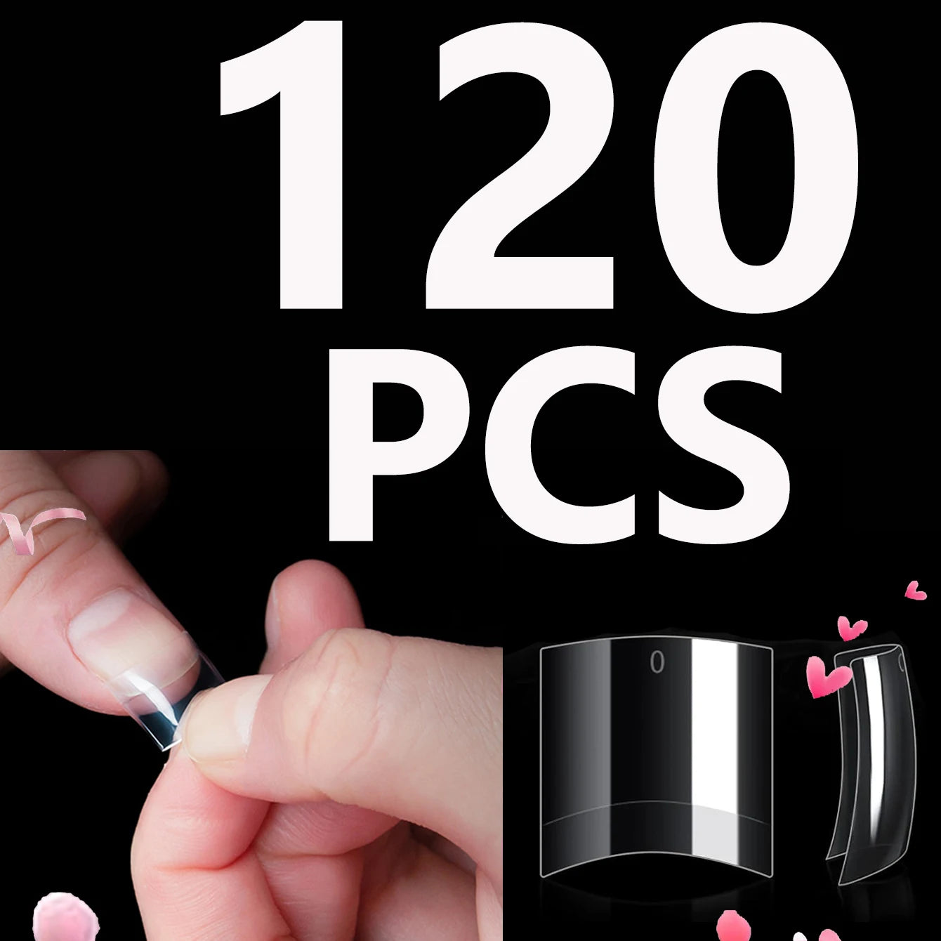 120PCS- Semi-frosted short almond clear fake nails, whitening nail art set with removable fake nails for festivals, parties, dat