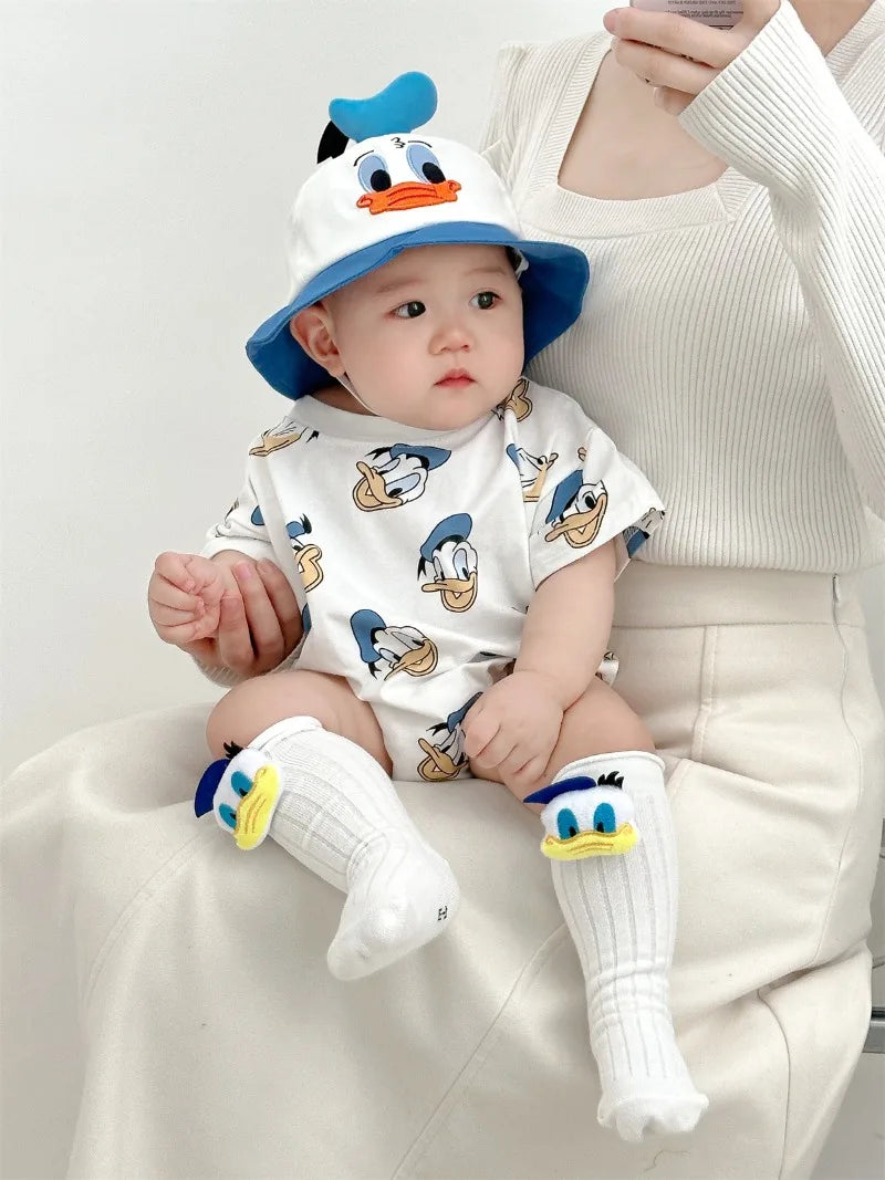 Donald Duck Bodys Einteiler Babykleidung 0-2 Jahre alt Cartoon-Stil Loose Wrap Ass Krabbelanzug K594-1