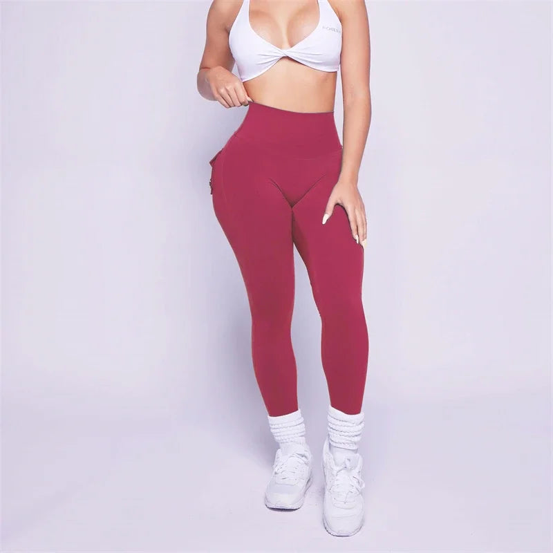 Women Bum Leggings 2025 Women High Waist Tights Pants Peach Hips with Pockets Women Workout Gym Leggings Yoga Pants.