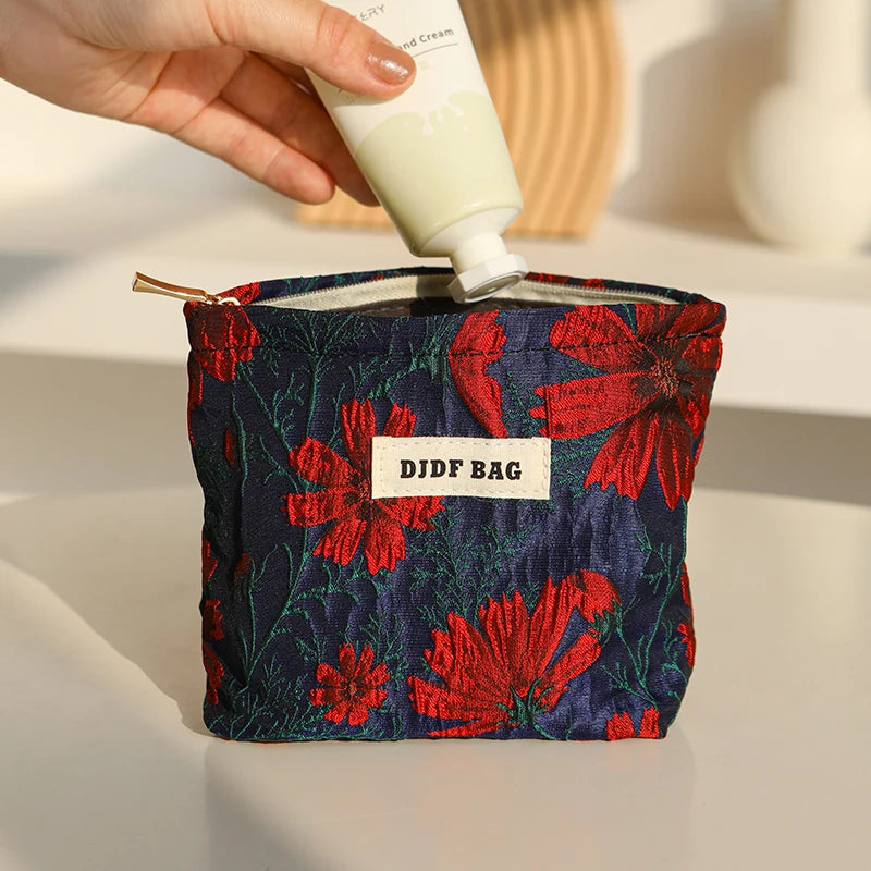 Mini Female Cosmetic Bag Portable Red Soft Small Sanitary Napkin Storage Bag Commuter Coin Key Bag Portable Bank Card Bag.