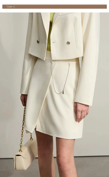 AMII Minimalism Casual Shorts Skirts Women High Rase 2024 Autumn New Fashion Commuter Lady Straight Blazer A-Line Skirt 12343035