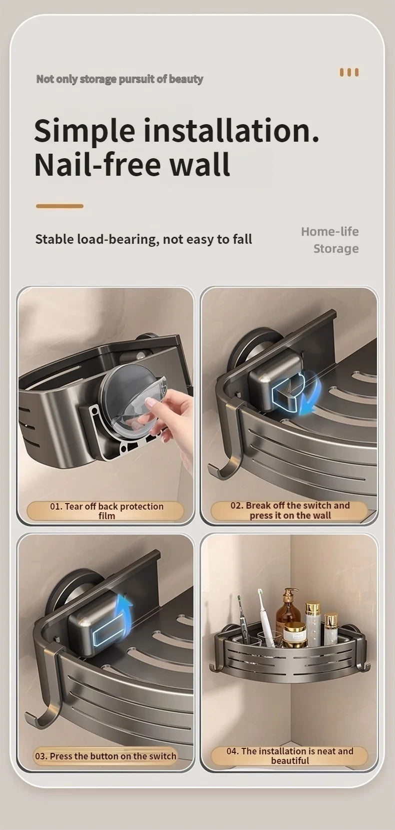 Kein Bohren Saugnapf Badezimmer-Saugregal Perforationsfreie Toilette Wandmontierter Duschgel-Dreieckskorb Badezimmerregal