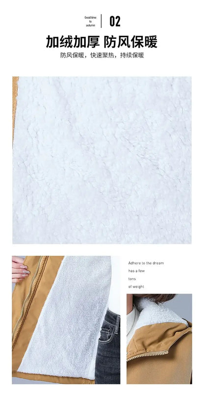 Fleece-gefütterte Kapuze, Daunenjacke, Wintermantel für Damen, warme, mit Kordelzug gepolsterte Parkas, mittellanger Mantel, Streetwear, gepolsterte Kleidung.