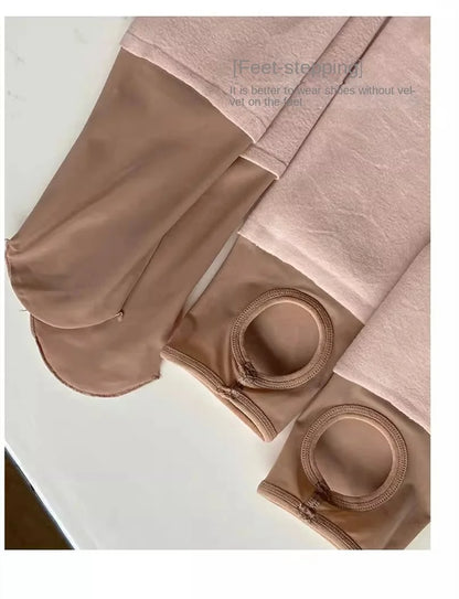 Winter Thermal Pantyhose Women Thicken Stockings Fake Translucent Pantyhose Fleece Lined Tights High Waist Elastic Wool Socks