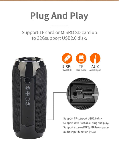 Bluetooth Speaker T&G TG117 Portable TWS Sound Box Waterproof Loudspeaker Outdoor Stereo Surround Speakers Support TF FM Radio.