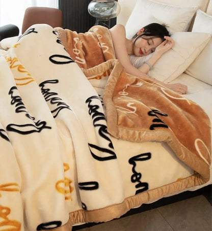Double-deck Thickening Blanket Winter Dormitory Siesta Plush Fur Quilt Keep Warm Soft Comfortable Coral Fleece Sheet Bed Cover.