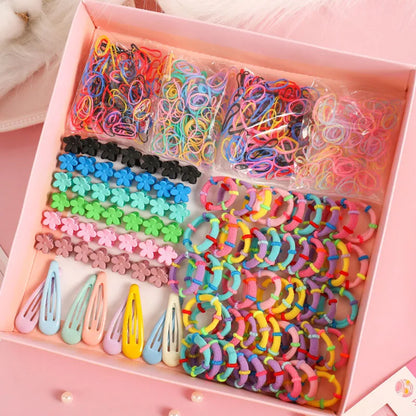 270/565/870Pcs Hair Accessories Set Girls Colorful Rubber Band Cute Flower Hairpins Children Headband Barrettes Kids Accessories.