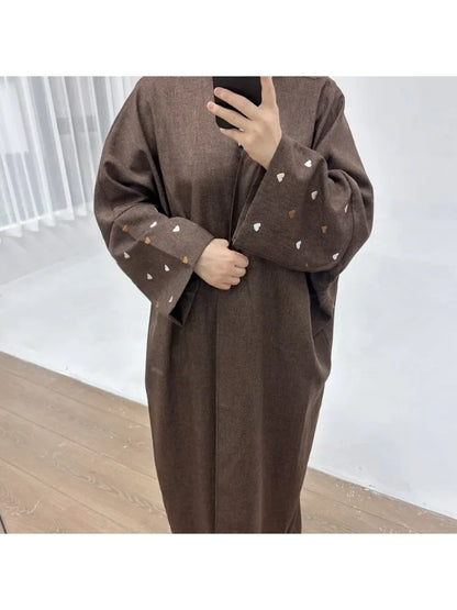 2025 Ramadan Eid Open Butterfly Moon Heart Modest Kimono Abaya Dubai Turkey Muslim Dress Abayas for Women Kaftan Kebaya Caftan