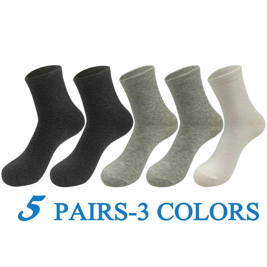 5 Pairs/Lot Socks Men Cotton Dress Wedding Black Grey White Brand Fashion Meias Male Breathable Casual Long Sock Gift 2024 New.