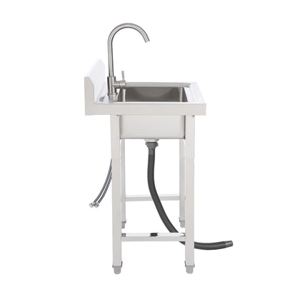 Kommerzielle Waschbecken aus 201 Edelstahl, bodenstehendes kommerzielles Waschbecken für Küchen, Cafés, Bars und Milchteeladen