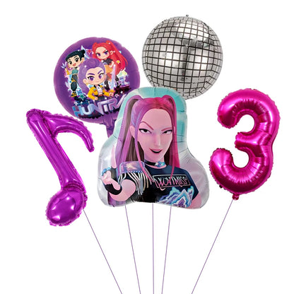 1 Set Kpop Dämonenjäger Thema Ballon Mädchen Alles Gute zum Geburtstag Party Dekoration Kinder Baby Dusche Geschenke Lieferungen.