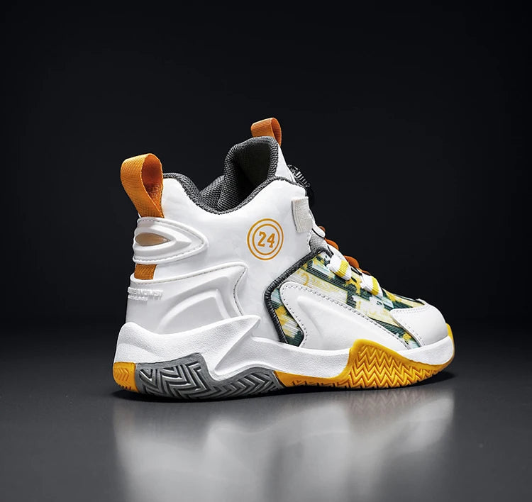 Children's Autumn New Rotary Buckle Mesh Breathable Basketball Shoes Boys Fashion Trend Sneaker Anti Slip Running Footwear 31-40.