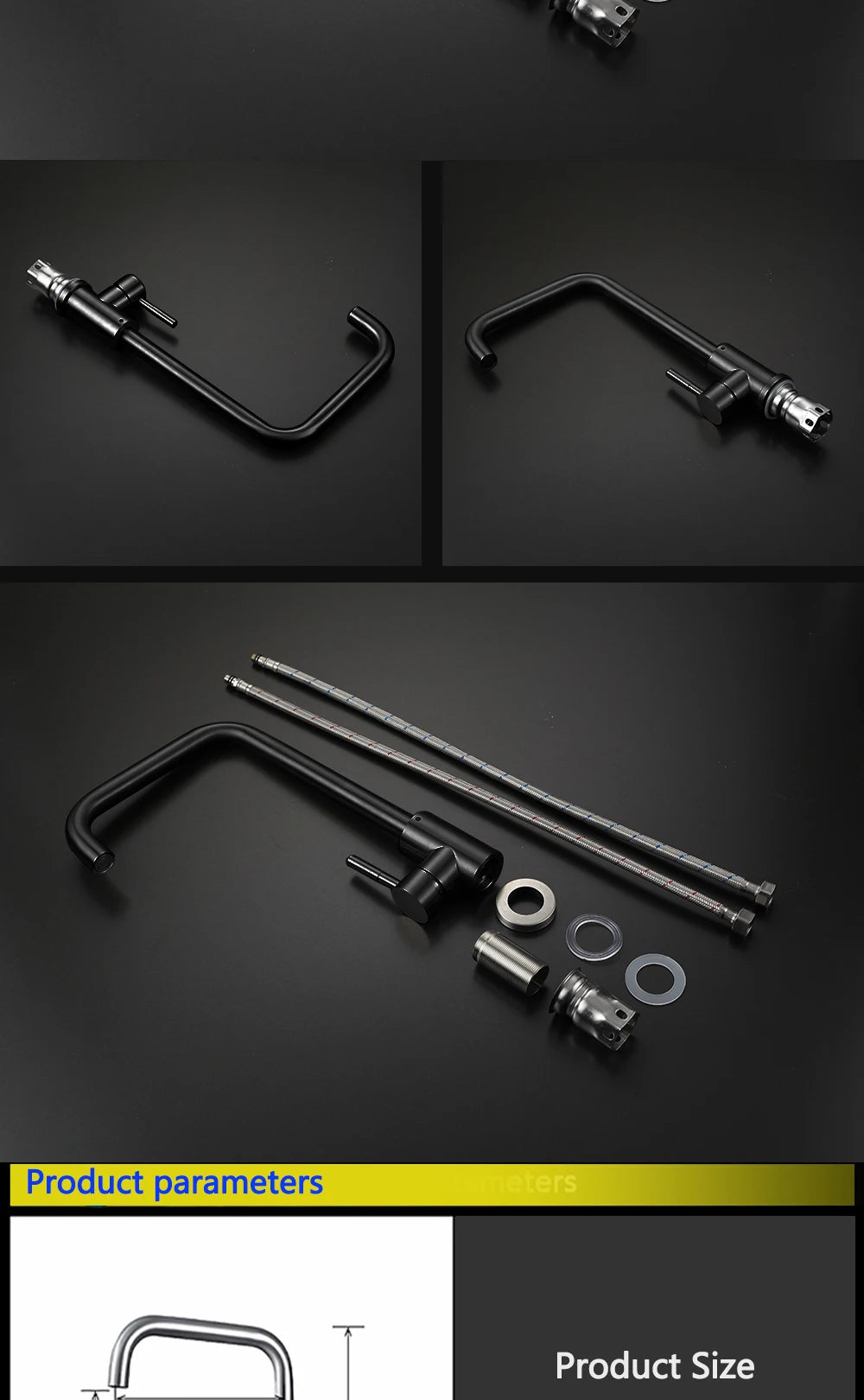 Black Kitchen Faucet Stainless Steel Kitchen Mixer Single Handle Single Hole Kitchen Faucet Brushed Nickle Mixer Sink Tap