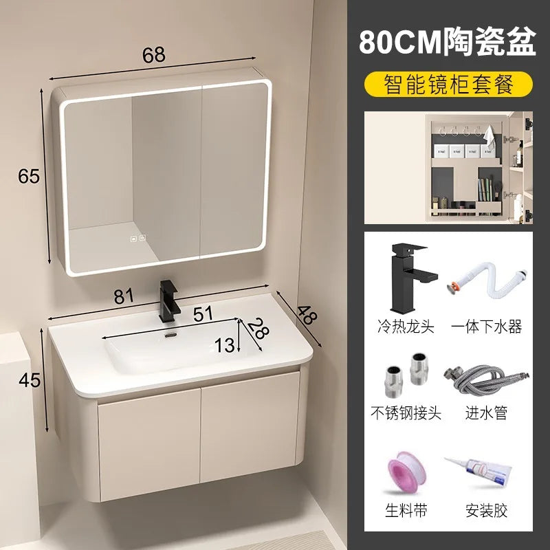 Moderner intelligenter Badezimmerschrank, Wabenstruktur, Aluminium, WC, Waschbecken, Schrank, Kombination, integriertes Keramikwaschbecken, Waschtisch